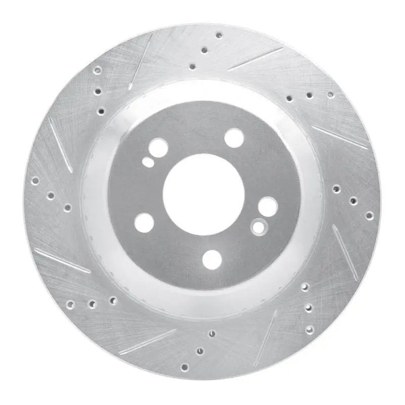 R1 15-21 Mercedes-Benz S550 Rear Left Drilled & Slotted Silver Brake Rotor 1