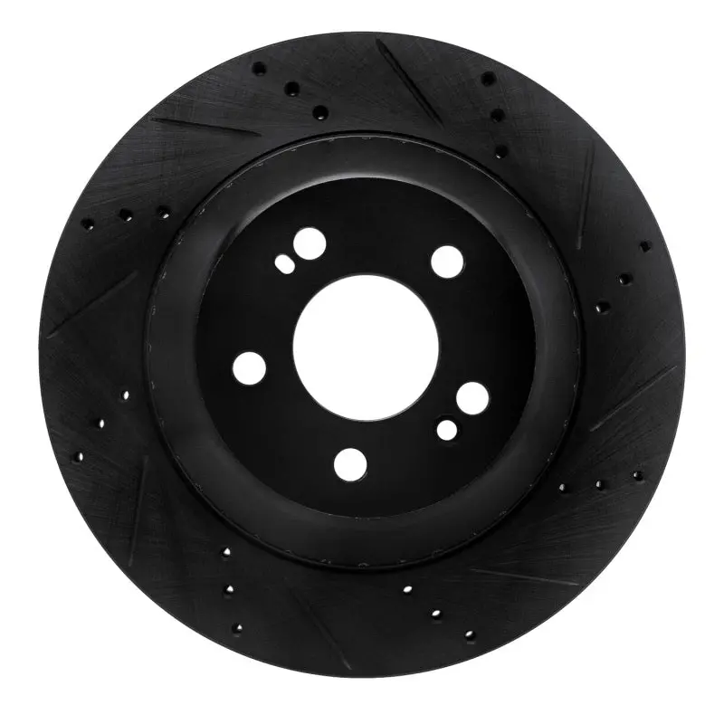 R1 15-21 Mercedes-Benz S550 Rear Right Drilled & Slotted Black Brake Rotor 1