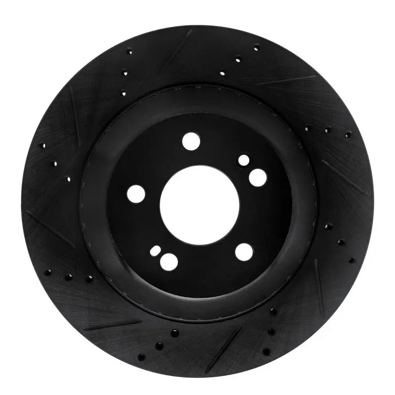 R1 15-21 Mercedes-Benz S560 Rear Left Drilled & Slotted Black Brake Rotor 1