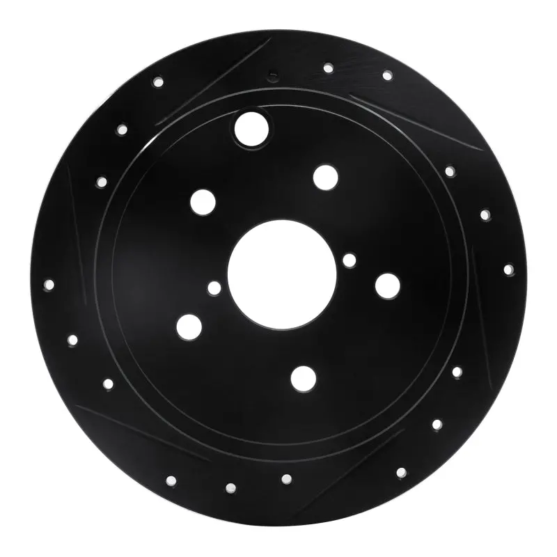 R1 15-21 Subaru Wrx Rear Left Drilled & Slotted Black Brake Rotor 1