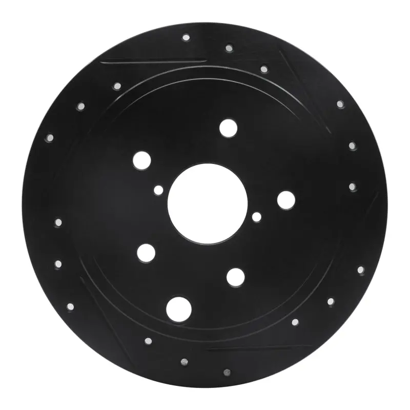 R1 15-21 Subaru Wrx Rear Right Drilled & Slotted Black Brake Rotor 1