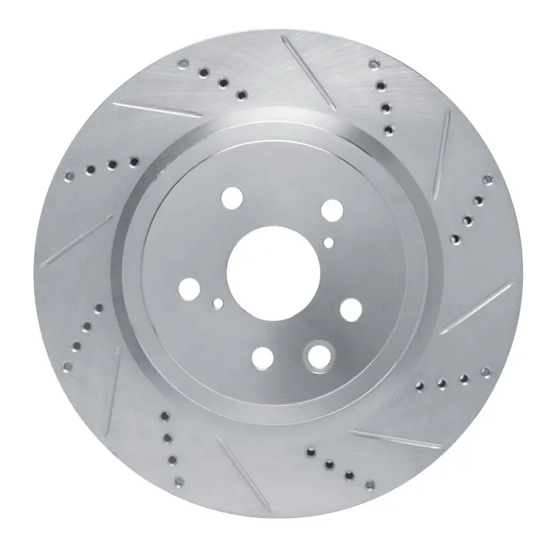 R1 15-22 Lexus Gs F Right Rear Drilled & Slotted Silver Brake Rotor 1