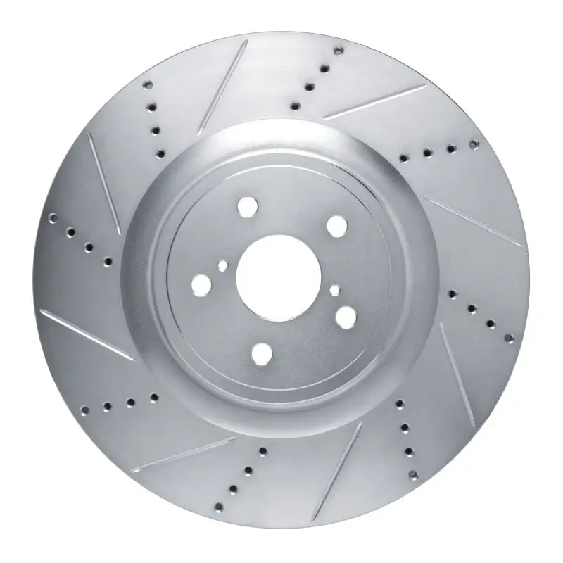 R1 15-22 Lexus Rc F Left Front Drilled & Slotted Silver Brake Rotor 1