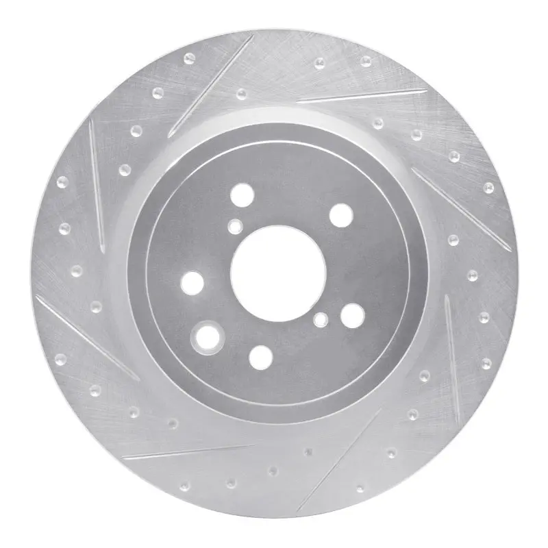 R1 15-22 Lexus Rc F Left Rear Drilled & Slotted Silver Brake Rotor 1