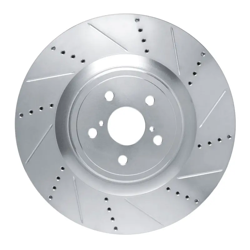R1 15-22 Lexus Rc F Right Front Drilled & Slotted Silver Brake Rotor 1