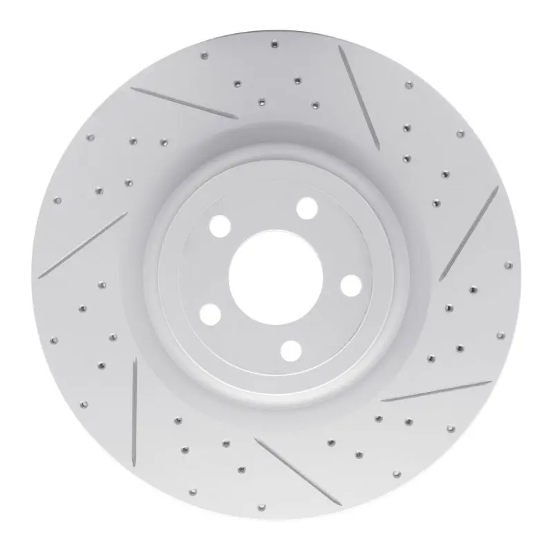 R1 15-23 Ford Mustang Front Right Drilled & Slotted Geo-Carbon Rotor 1