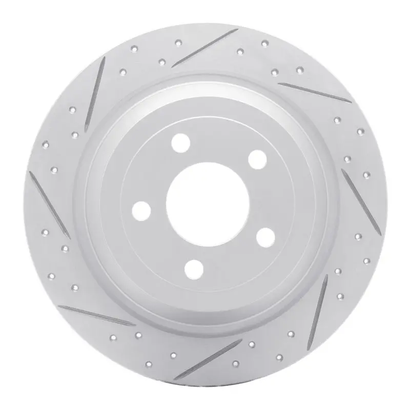 R1 15-23 Ford Mustang Rear Left Drilled & Slotted Geo-Carbon Rotor 1