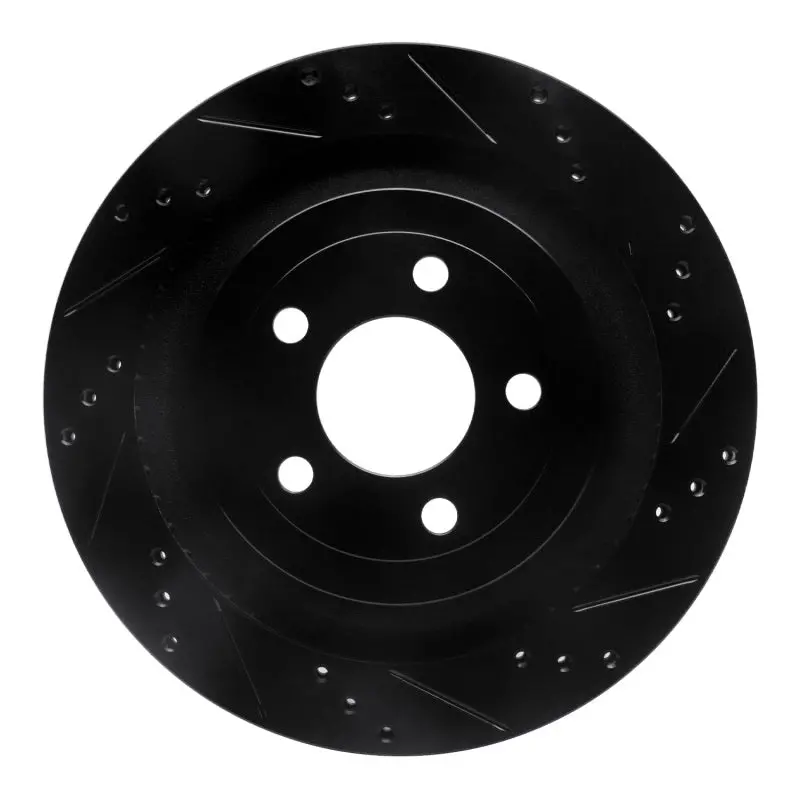 R1 15-23 Ford Mustang Rear Right Drilled & Slotted Black Brake Rotor 1