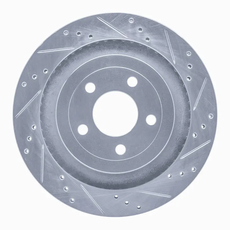 R1 15-23 Ford Mustang Rear Right Drilled & Slotted Silver Brake Rotor 1