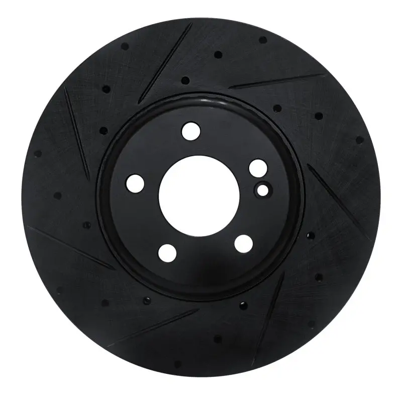 R1 15-23 Mercedes-Benz C300 Sedan Front Left Drilled & Slotted Black Brake Rotor 1