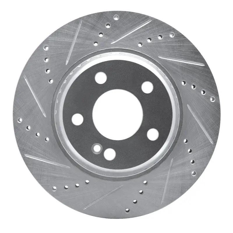 R1 15-23 Mercedes-Benz C300 Sedan Rear Left Drilled & Slotted Silver Brake Rotor 1