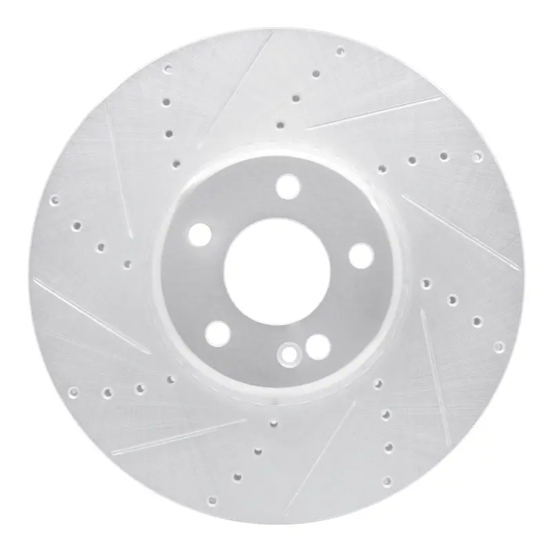 R1 15-23 Mercedes-Benz C400 Front Left Drilled & Slotted Silver Brake Rotor 1
