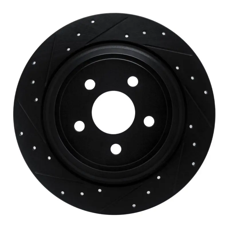 R1 15-24 Ford Fusion Rear Left Drilled & Slotted Black Brake Rotor 1