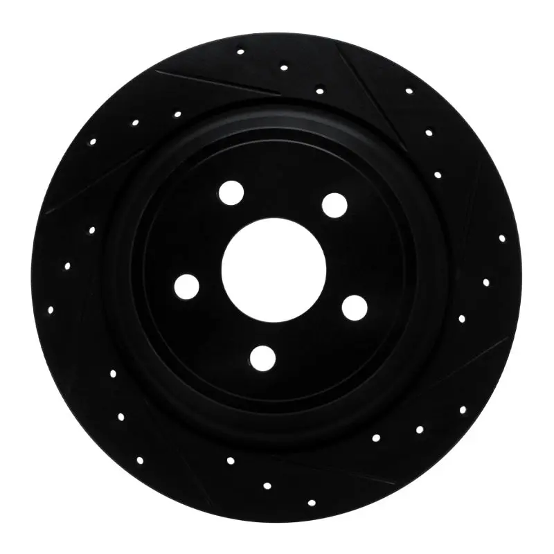 R1 15-24 Ford Fusion Rear Right Drilled & Slotted Black Brake Rotor 1