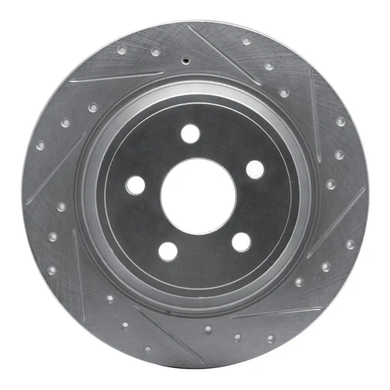 R1 15-24 Ford Fusion Rear Right Drilled & Slotted Silver Brake Rotor 1