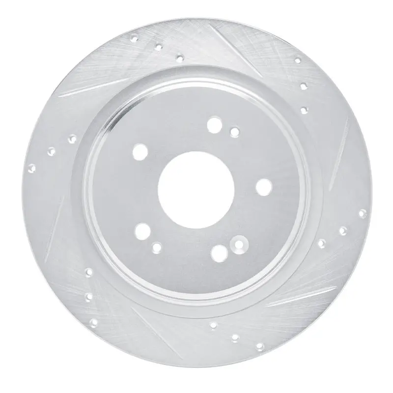 R1 15-25 Acura Adx Rear Right Drilled & Slotted Silver Brake Rotor 1