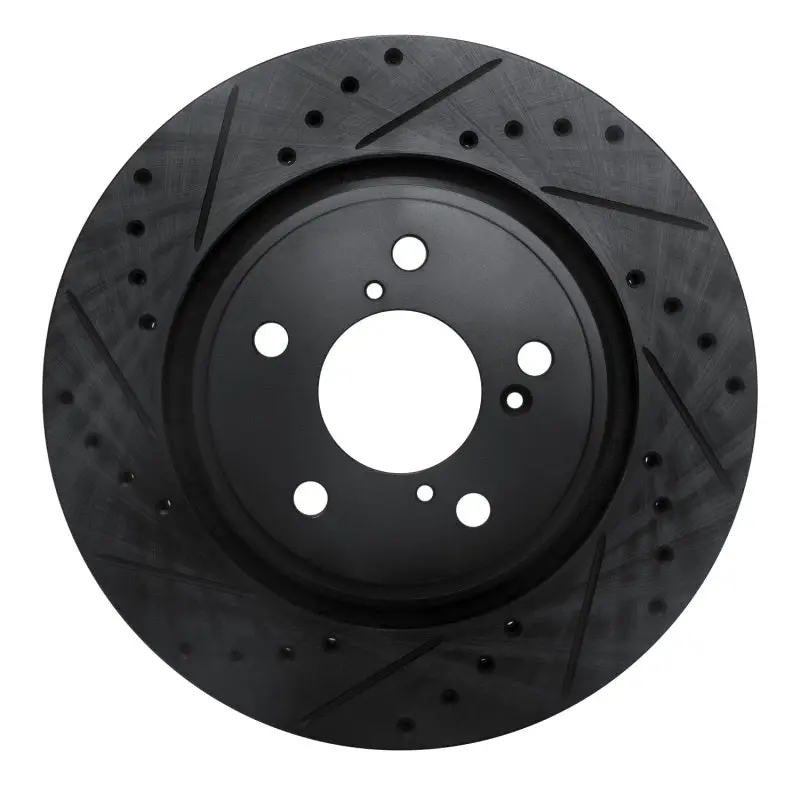 R1 15-25 Acura Mdx Front Left Drilled & Slotted Black Brake Rotor 1