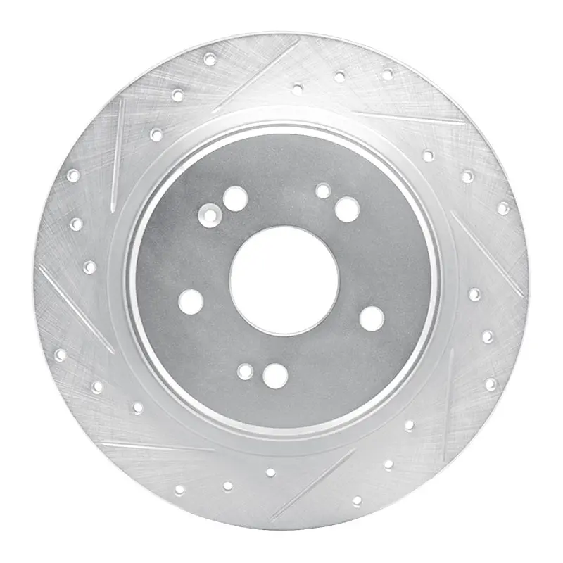 R1 15-25 Acura Tlx Rear Left Drilled & Slotted Silver Brake Rotor 1