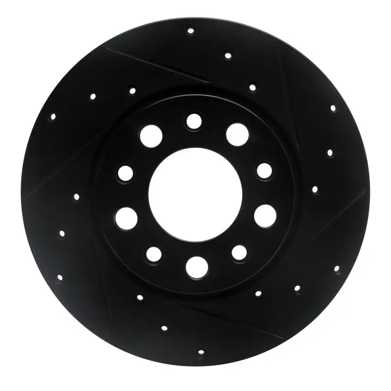 R1 15-25 Alfa Romeo Tonale Rear Right Drilled & Slotted Black Brake Rotor 1