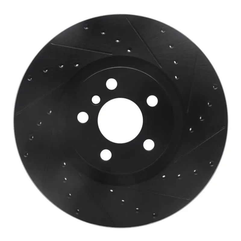 R1 15-25 Bmw 228I Xdrive Gran Coupe Front Right Drilled & Slotted Black Brake Rotor 1