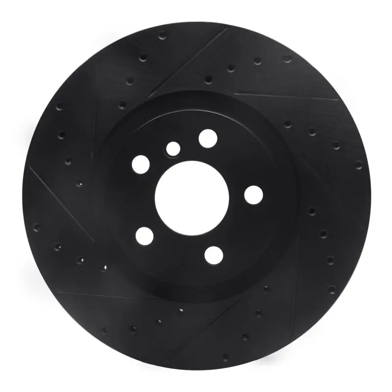 R1 15-25 Bmw X2 Front Left Drilled & Slotted Black Brake Rotor 1