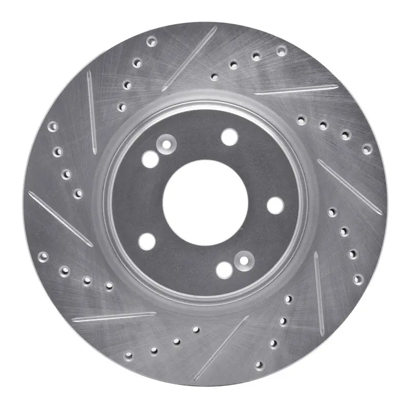 R1 15-25 Hyundai Kona Ev Front Left Drilled & Slotted Silver Brake Rotor 1