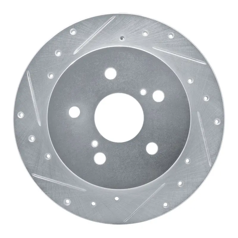 R1 15-25 Lexus Es350 Rear Left Drilled & Slotted Silver Brake Rotor 1