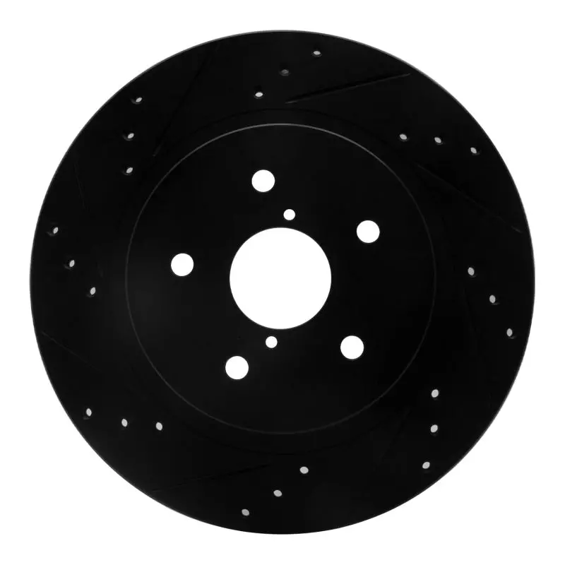 R1 15-25 Subaru Outback Rear Left Drilled & Slotted Black Brake Rotor 1
