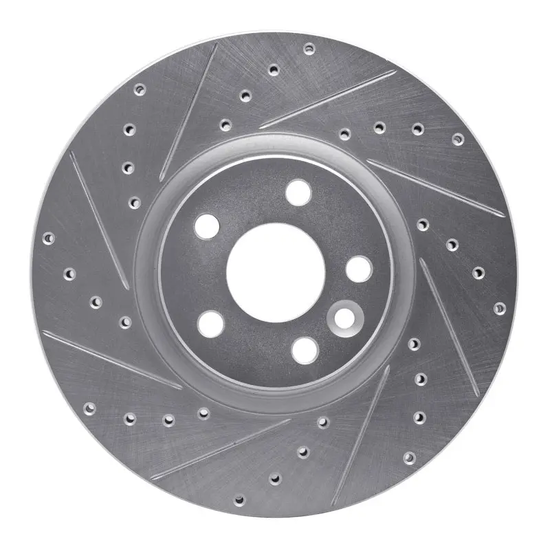 R1 16-17 Volvo Xc60 Front Left Drilled & Slotted Silver Brake Rotor 1