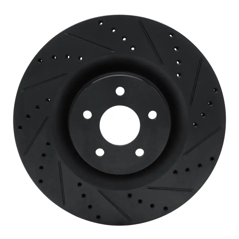 R1 16-18 Ford Focus Front Right Drilled & Slotted Black Brake Rotor 1