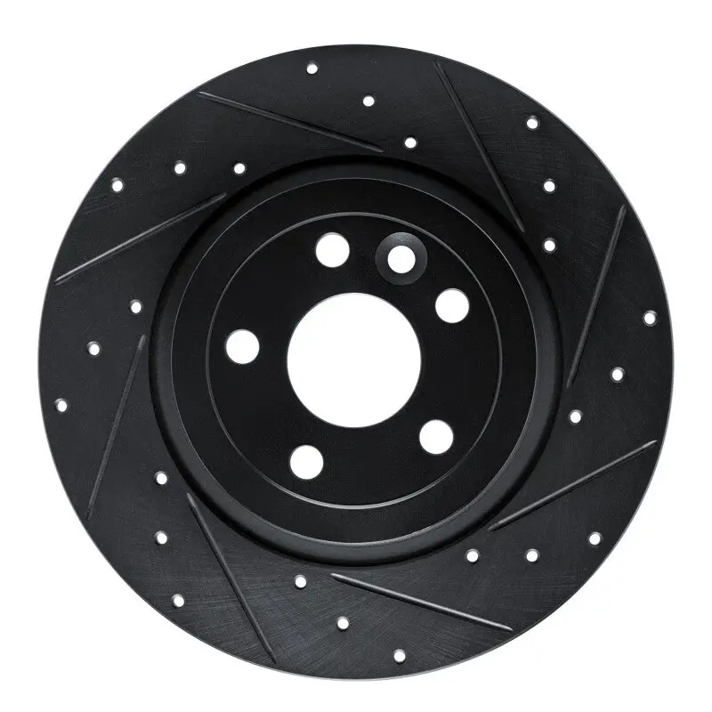 R1 16-19 Land Rover Range Rover Evoque Rear Right Drilled & Slotted Black Brake Rotor 1