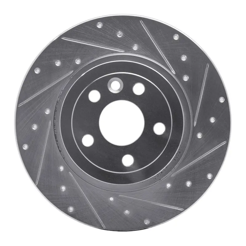 R1 16-19 Land Rover Range Rover Evoque Rear Right Drilled & Slotted Silver Brake Rotor 1