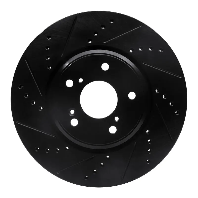 R1 16-22 Acura Ilx Front Left Drilled & Slotted Black Brake Rotor 1