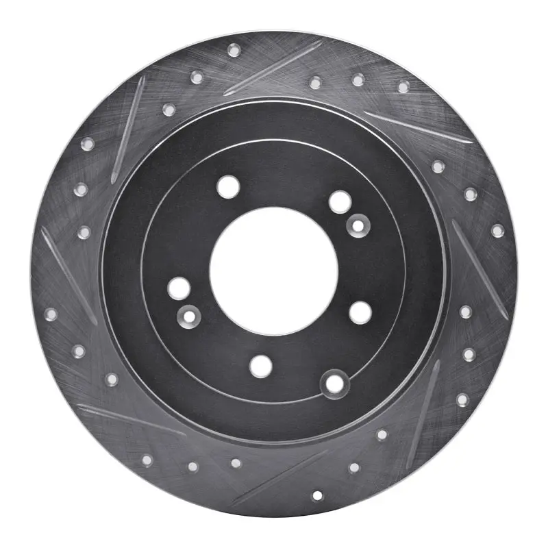 R1 16-22 Hyundai Tucson Rear Left Drilled & Slotted Silver Brake Rotor 1