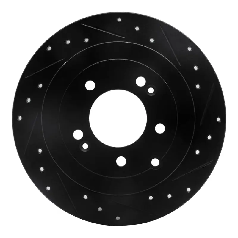 R1 16-22 Hyundai Tucson Rear Right Drilled & Slotted Black Brake Rotor 1