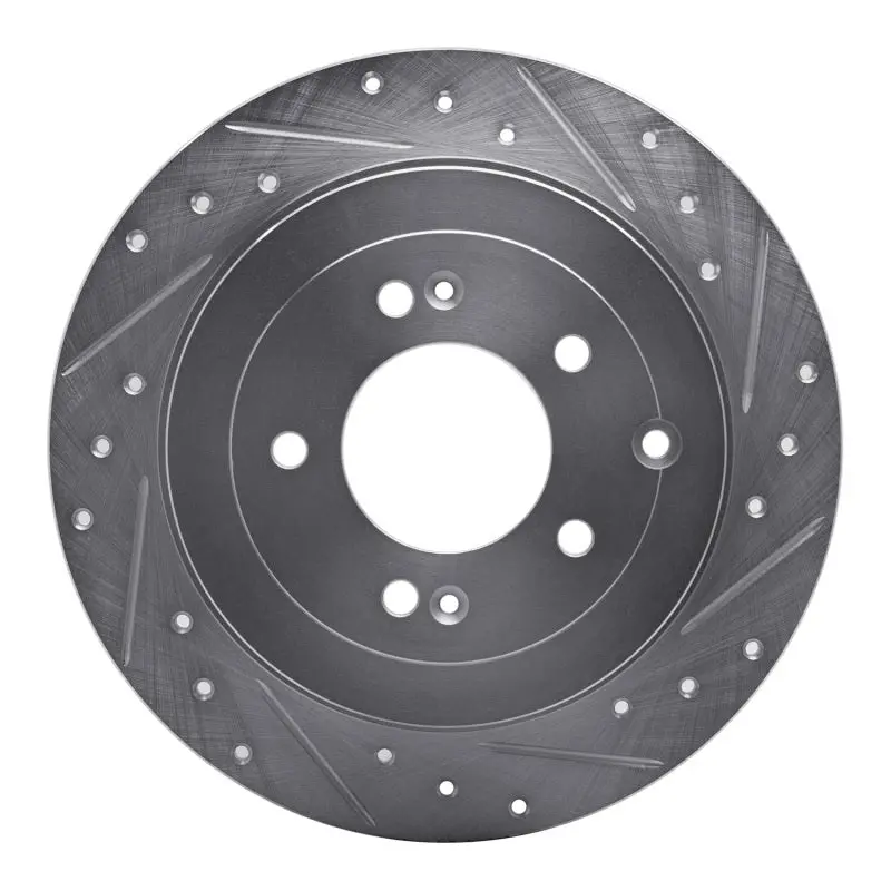R1 16-22 Hyundai Tucson Rear Right Drilled & Slotted Silver Brake Rotor 1