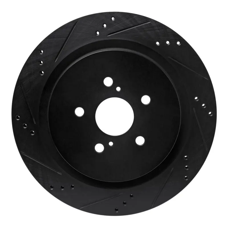 R1 16-22 Lexus Rx350 Rear Left Drilled & Slotted Black Brake Rotor 1
