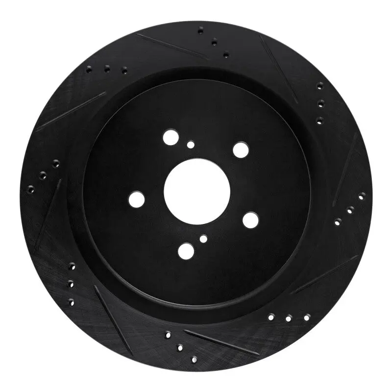 R1 16-22 Lexus Rx350 Rear Right Drilled & Slotted Black Brake Rotor 1