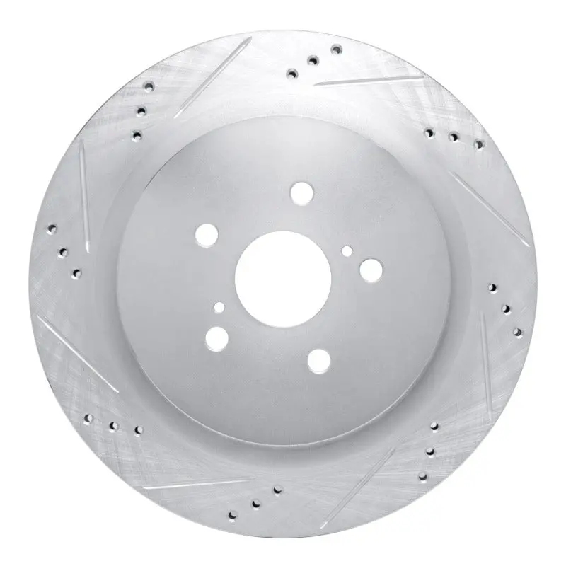 R1 16-22 Lexus Rx450hl Rear Left Drilled & Slotted Silver Brake Rotor 1
