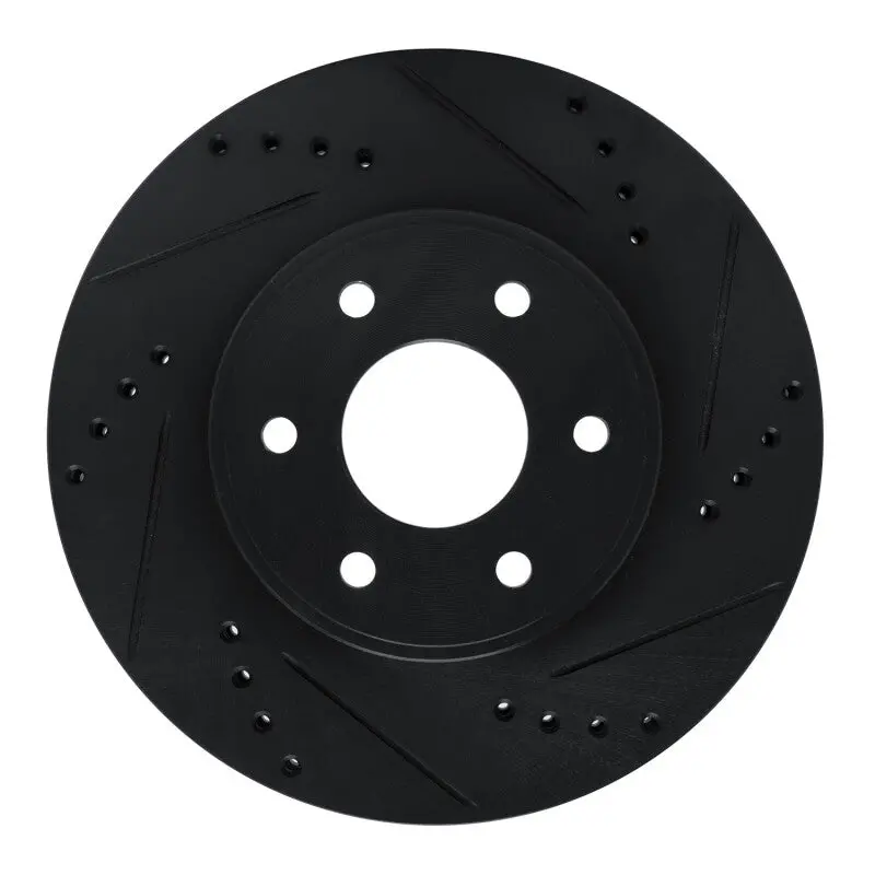 R1 16-22 Nissan Np300 Frontier (Mexico) Front Right Drilled & Slotted Black Brake Rotor 1
