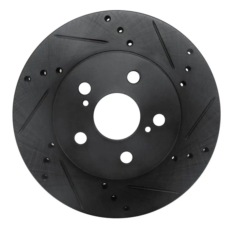 R1 16-22 Toyota Corolla (Us/Canada) Front Right Drilled & Slotted Black Brake Rotor 1