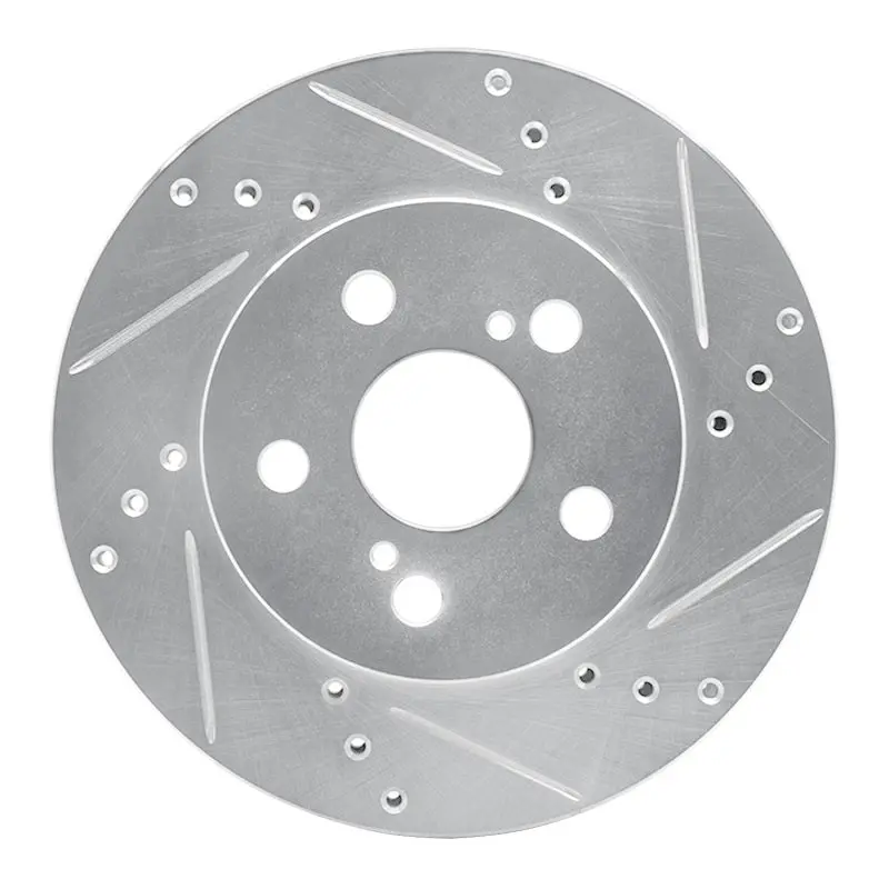 R1 16-22 Toyota Prius Front Right Drilled & Slotted Silver Brake Rotor 1