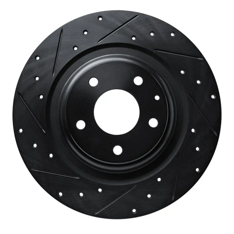 R1 16-23 Mazda Cx-9 Rear Left Drilled & Slotted Black Brake Rotor 1