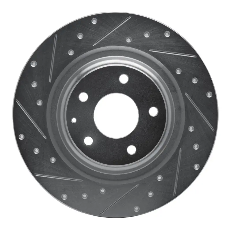 R1 16-23 Mazda Cx-9 Rear Left Drilled & Slotted Silver Brake Rotor 1