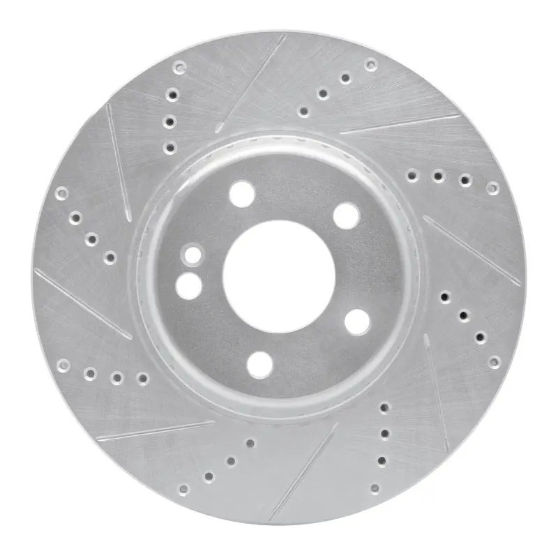 R1 16-23 Mercedes-Benz Glc350e Rear Left Drilled & Slotted Silver Brake Rotor 1