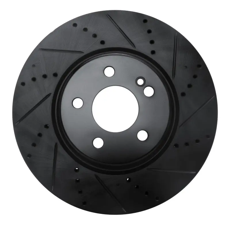 R1 16-23 Mercedes-Benz Glc350e Rear Right Drilled & Slotted Black Brake Rotor 1
