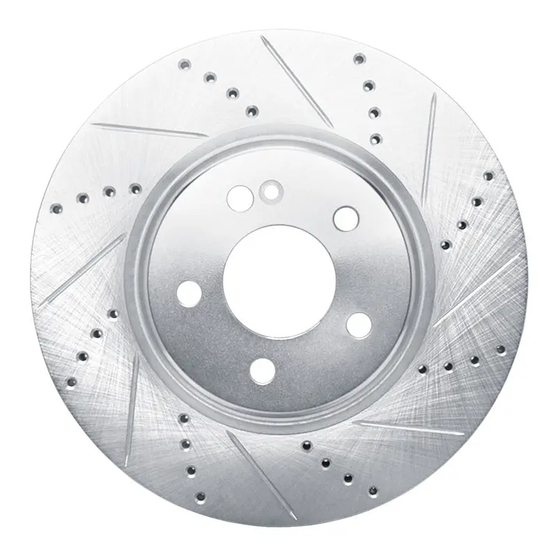 R1 16-23 Mercedes-Benz Glc43 Amg Rear Right Drilled & Slotted Silver Brake Rotor 1