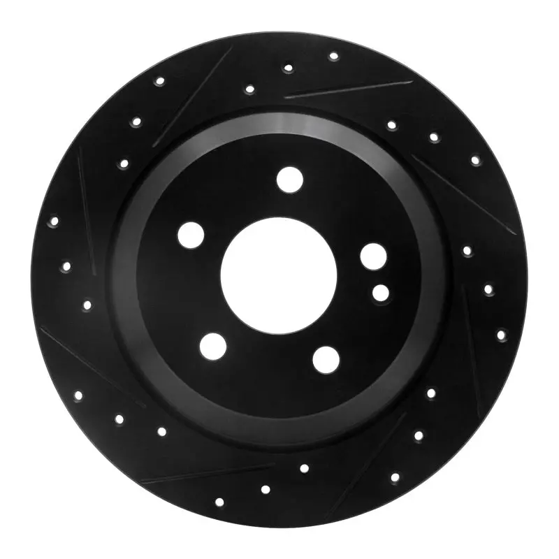 R1 16-23 Mercedes-Benz Metris Rear Left Drilled & Slotted Black Brake Rotor 1
