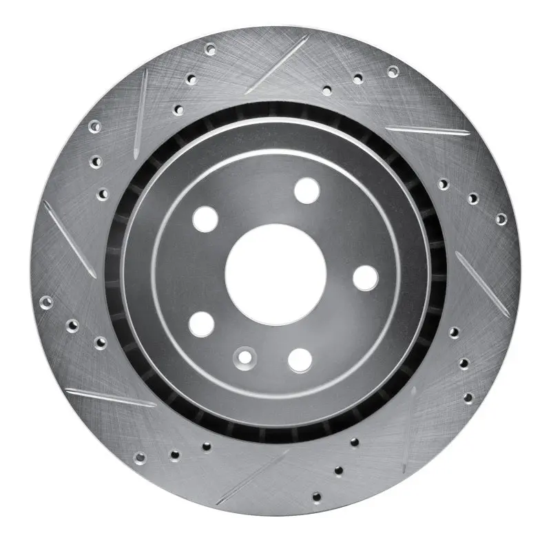 R1 16-24 Cadillac Ats Rear Left Drilled & Slotted Silver Brake Rotor 1