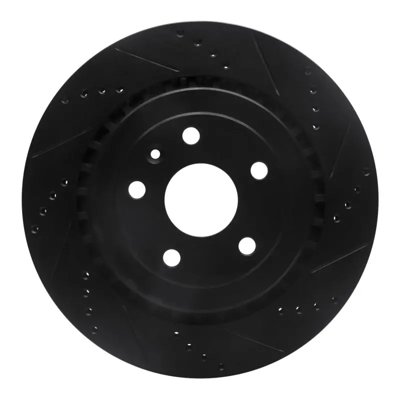 R1 16-24 Cadillac Ats Rear Right Drilled & Slotted Black Brake Rotor 1